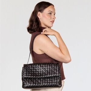 O My Bag Amsterdam- Kenzie Black Woven Shoulder Bag